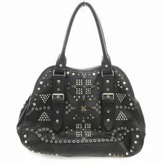 ヒロココシノ HIROKO KOSHINO ハンドバッグ ボストン トート 本革 レザー スタッズ タッセル 黒 ブラック /UOのサムネイル