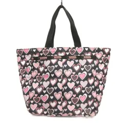 レスポートサック LesportSAC ハンドバッグ ハート柄 総柄 黒 ブラック ピンク ■FF