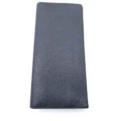 PRADA (プラダ) サフィアーノ 2つ折り長財布 ロングウォレット カードケース ブラック レザー 2MV836 シルバー金具
