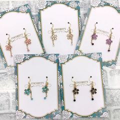 福祉施設制作】山桜うさぎ作 ピアス 「キンモクセイとチョウのフック 
