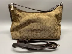 Bag46 COACH シグネチャー柄 2way バッグ F58284 ショルダーバッグ ハンドバッグ コーチ カーキ ブラウン チャーム付き アンティーク ヴィンテージ