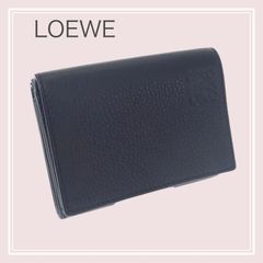 箱付 LOEWE ロエベ クロコダイル レザー 二つ折り 札入れ ブラック 黒
