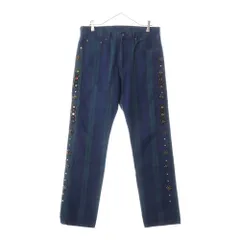 KAPITAL 11oz Monkey Cisco タータン チェック スタッズ KAPITAL - 11oz TARTAN CHECK 5P MONKEY CISCO JEANS (STUDS REMAKE) - RED
