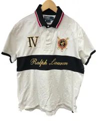 POLORALPH LAUREN (ポロラルフローレン) 半袖ポロシャツ ワッペン 刺繍 鹿の子 スリット CUSTOM FIT IV 90S 00S 古着 ビンテージ XL ホワイト メンズ/027