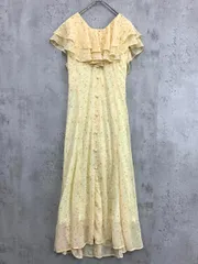 美品 tocco closet トッコクローゼット ウエストりぼん付きパール装飾ラッフルフリルフラワープリント ワンピース sizeM/黄 ■◆ レディース