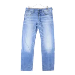 G-STAR RAW (ジースターロウ) 3301 STRAIGHT ボタンフライ ストレートデニムパンツ ジーンズ ブルー
