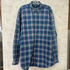 【Ralph Lauren】ワイシャツ ブルー チェック ラルフローレン グリーン 長袖 春夏 メンズ XLサイズ
