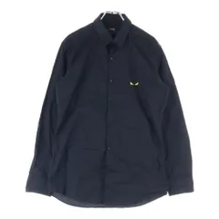 FENDI (フェンディ) Monster Shirts モンスターロゴ刺繍 コットン 長袖シャツ ブラック FS0571 A4S1のサムネイル