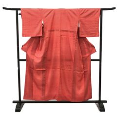 紬/正絹/格子/からし色×ライトグレー/仕立上がり/適応身長145~153㎝【ゆずりは】7047 紬/正絹/格子/からし色×ライトグレー/仕立上がり/適応身長145~153