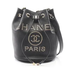 シャネル CHANEL ショルダーバッグ ドーヴィル AS1045 ブラック レザー ドーヴィル ロゴスタッズ ドローストリング バケットバッグ レディース Used Aのサムネイル
