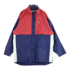 FILA (フィラ) Windbreaker Red White フロントワンポイントロゴ刺繍 ジップアップナイロンジャケット レッド/ホワイトのサムネイル