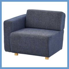 ボリュームのあるファブリック片肘掛け（右肘）ソファ（Ｓバネ・ウィービングベルト）「W80×D88×H69×SH41cm」（シリーズ品）No.118C／ネイビー