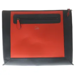CHRISTIAN LOUBOUTIN (クリスチャンルブタン) ロゴ レザー クラッチバッグ レッド/ブラックのサムネイル