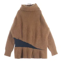 ANN DEMEULEMEESTER (アンドゥムルメステール) アルパカ ウール ハイネックニットセーター ブラウン/ブラックのサムネイル