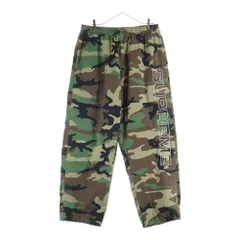 SUPREME (シュプリーム) Spellout Embroidered Ripstop Pants ロゴ刺繍 カモ柄 トラックパンツ カーキ