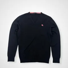BURBERRY BLACK LABEL バーバリーブラックレーベル / ワンポイントVネックニット 参考定価：25,000程度 SIZE:2