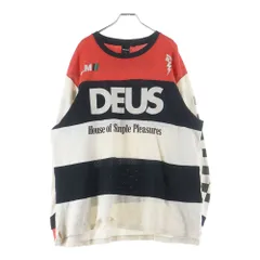 DEUS EX MACHINA (デウスエクスマキナ) Moto Cross Shirt モトクロス メッシュ クルーネック長袖Tシャツカットソー ロングスリーブ ロンT ブラック/ホワイト/レッドのサムネイル