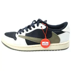 NIKE (ナイキ) ×トラヴィススコット AIR JORDAN 1 ミディアムオリーブ ウィメンズ エアジョーダン1 ローカットスニーカー DZ4137-106 レディース