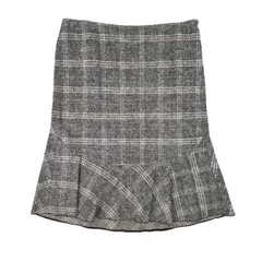 VALENTINO ヴァレンティノ チェック柄 バージンウール フレアスカート スカート レディース ウール グレー 中古