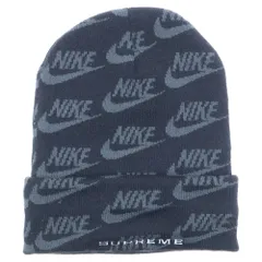 SUPREME (シュプリーム) 21SS ×NIKE Jacquard Logos Beanie DC4110-010 ナイキ ジャガードロゴビーニー ニット帽 ニットキャップ ブラック