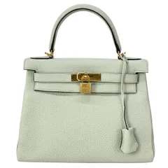 HERMES(エルメス) ハンドバッグ美品  ケリー 28 グリネヴェ 内縫い/ゴールド金具