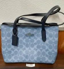 【2633N4】コーチ COACH ミニ アベニュー キャリーオール ライトブルー 中古