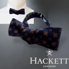 HACKETT LONDON ハケット ロンドン イタリア製 PRINTED MEDALLION BOW ウール シルク混 メダリオン総柄 毛絹 蝶ネクタイ ボウタイ HM052136 定1.1万 ネイビー 000▲003▼20517k07のサムネイル