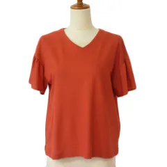 ニーム NIMES カルゼライクジャージー Vネックプルオーバー オレンジ テラコッタのサムネイル