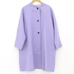 インディヴィ INDIVI ノーカラーオーバーサイズ コート 毛 サイズ38 レディース ライトパープル【yy】【中古】4000065810001362