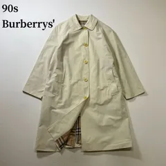 90s Burberrys'　ノバチェック　ステンカラーコート　バーバリーズ　アイボリー　 古着