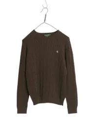 【お得なクーポン配布中!】 00s ラルフローレン コットン ケーブル ニット セーター レディース M / オールド ポロ 長袖ニット ワンポイント クルーネック きれいめ 茶
