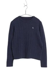 【お得なクーポン配布中!】 ローレン ラルフローレン コットン ケーブル ニット セーター レディース S 程/ ポロ 長袖ニット ワンポイント クルーネック シンプル 紺