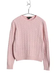 【お得なクーポン配布中!】 00s ローレン ラルフローレン コットン ケーブル ニット セーター キッズ XL レディース S 程/ オールド ポロ クルーネック ワンポイント