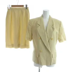 バーバリーズ Burberrys セットアップ ジャケット スカート 上着 7AR アイボリー ダブルブレスト 半袖 無地 C-TK83 /AP ■ECE003