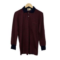 dunhill/ALFREDDUNHILL(ダンヒル) 長袖ポロシャツ サイズSM メンズ - レッド×ネイビー ボーダー