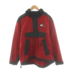 トミーヒルフィガー TOMMY HILFIGER パーカー ジップアップ 切替 フリース ロゴ M 赤 レッド 黒 ブラック 0500743-5173 /AN40 ■ECE003