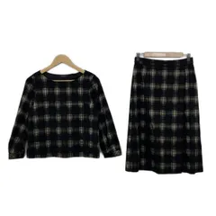 UNTITLED(アンタイトル) スカートセットアップ レディース美品  - 黒×ベージュ チェック柄