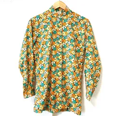 (^w^)b JUN ジュン フルボタン 長袖 シャツ 花柄 総柄 フラワー 鮮やか 華やか 可愛い 春 羽織り トップス カジュアル 個性派 個性的 オレンジ×グリーン系 メンズのサムネイル