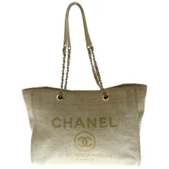 CHANEL (シャネル) ドーヴィル トートバッグ ハンドバッグ アイボリー ゴールド金具