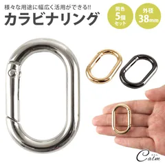 楕円形 カラビナ キーリング 38mm オーバル パーツ 楕円型 キーホルダー バッグ チャーム アクセサリー 小型 軽量 アウトドア 鍵