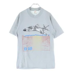 VINTAGE (ヴィンテージ) 80s HEF-T ミリタリーフロントプリントシングルステッチクルーネック半袖Tシャツカットソー グレー