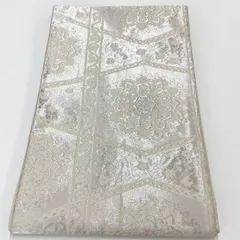 ［7302］袋帯 華紋唐草文様 シルバー 六通 正絹 着物 フォーマル
