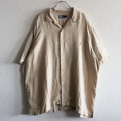 【美品】POLO RALPH LAUREN 【シルク リネン オープンカラー シャツ】2XB ポロラルフローレン 裾ポニー 開襟 25080442
