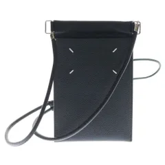 Maison Margiela (メゾンマルジェラ) 4ステッチ グレイニーレザー スマートフォンフォルダー ショルダーポーチ ブラック SA1VZ0002