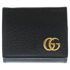 GUCCI (グッチ) GGマーモント ロゴプレート レザー コインケース ゴールド金具 ブラック 473959