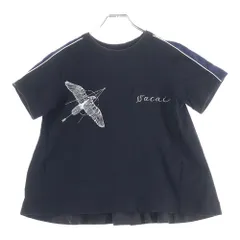 Sacai (サカイ) 19SS×Dr.Woo ドクターウー タトゥーロゴ刺繍 クルーネック フレア 半袖Tシャツ カットソー ブラック レディース 19-04808