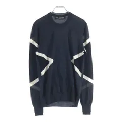 Neil Barrett (ニール バレット) 総柄 薄手ウール クルーネック長袖ニットセーター グレー PBMA253V-C1652