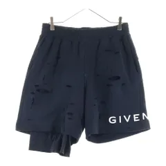 GIVENCHY (ジバンシィ) ダメージ加工ロゴプリントスウェットショーツ ハーフパンツ ショートパンツ ブラック BM51613Y9Wのサムネイル