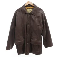 Border States ヴィンテージ レザーコート ジャケット M ステンカラー 革ジャン 羊革 茶 ブラウン /JS ■ECA002