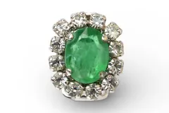 クリスチャンディオール イヤリング 片方のみ Christian Dior ヴィンテージ ラインーストーン グリーン/シルバー【中古】